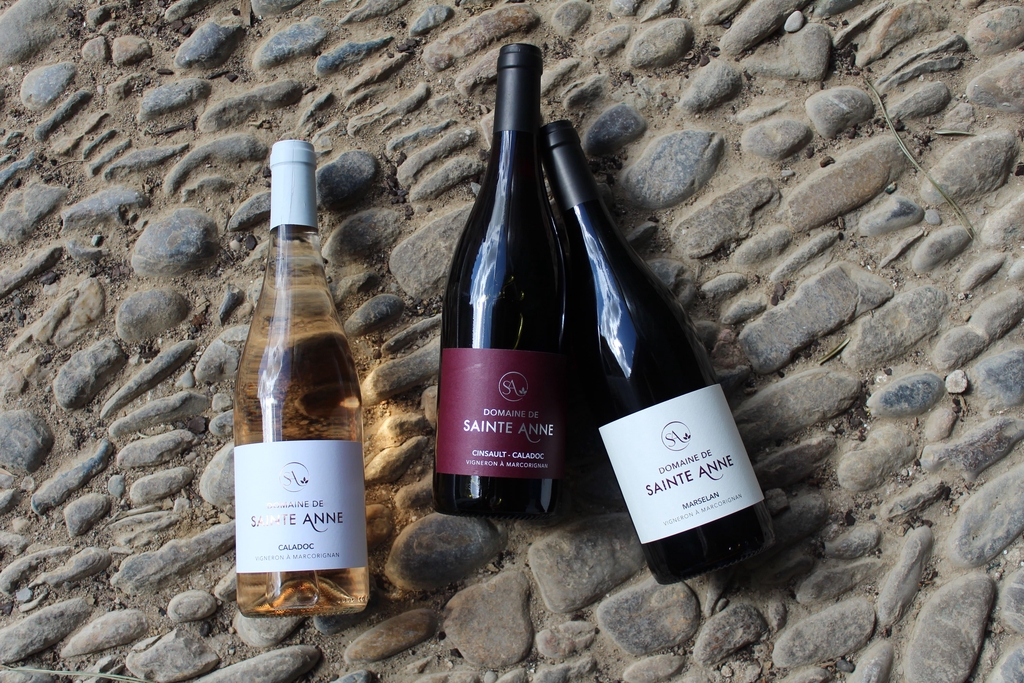 Bouteilles de vins du Domaine de sainte Anne, Marcorignan. Vins en IGP Aude proche de Narbonne. 