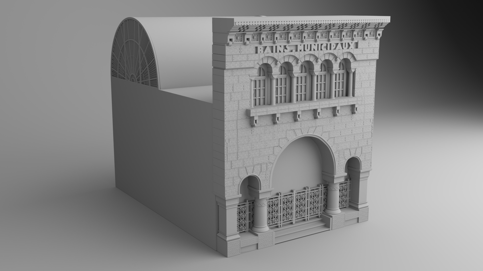 Réalisation 3D de l'ancienne entrée du Musée LaPiscine à Roubaix.