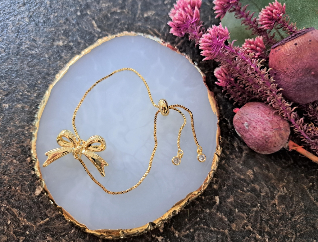 Cubic Zirconia gold bow bracelets