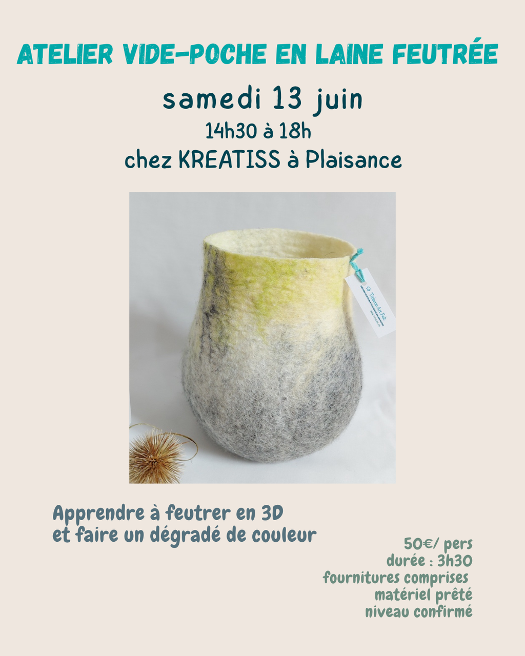 atelier vide poche en laine chez Kréatiss