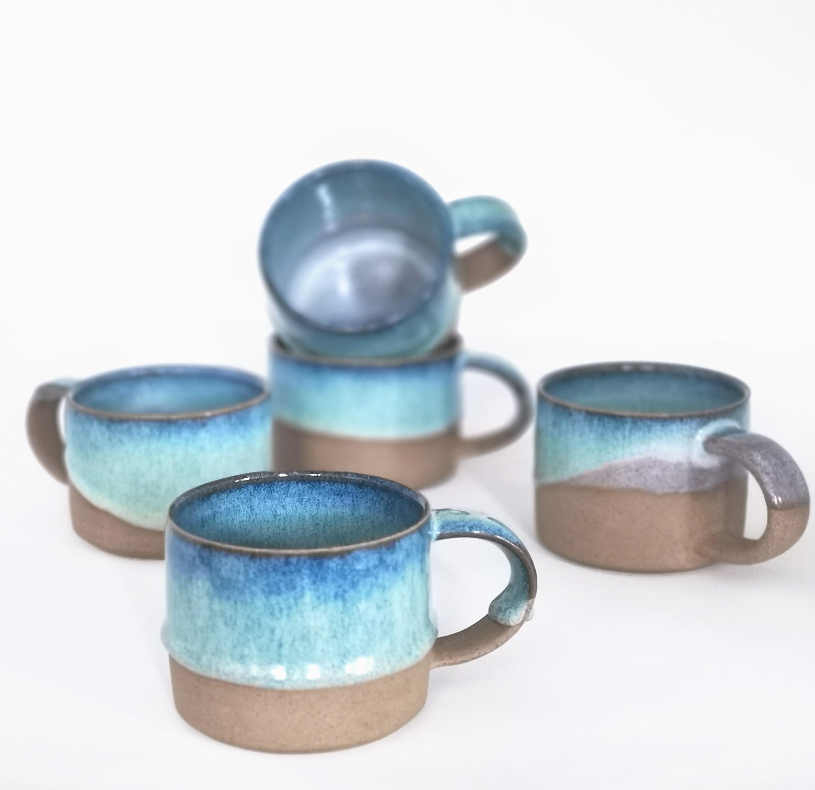 Handmade-Cornish-pottery-mug | Coastal-ceramic-stoneware- mug | Wheel-thrown-Coffee-cup