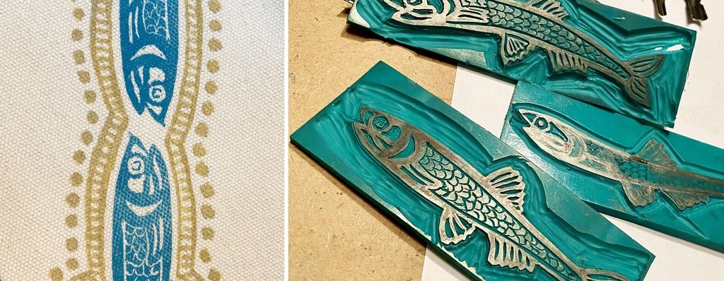 Matrici e pochette stampata in linoleografia.
