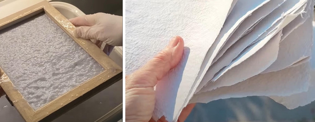 Carta artigianale fatta a mano con carta di recupero