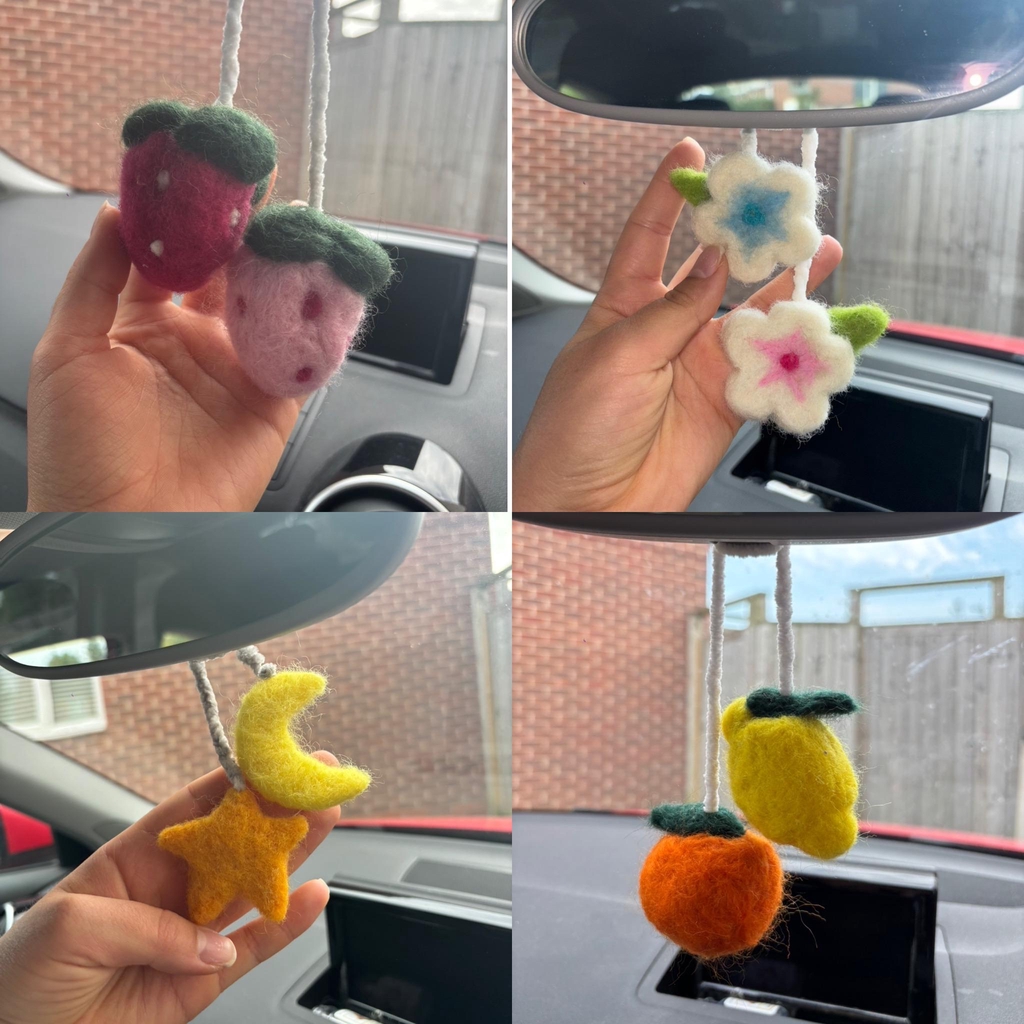 Hand made Needle-felted car charms