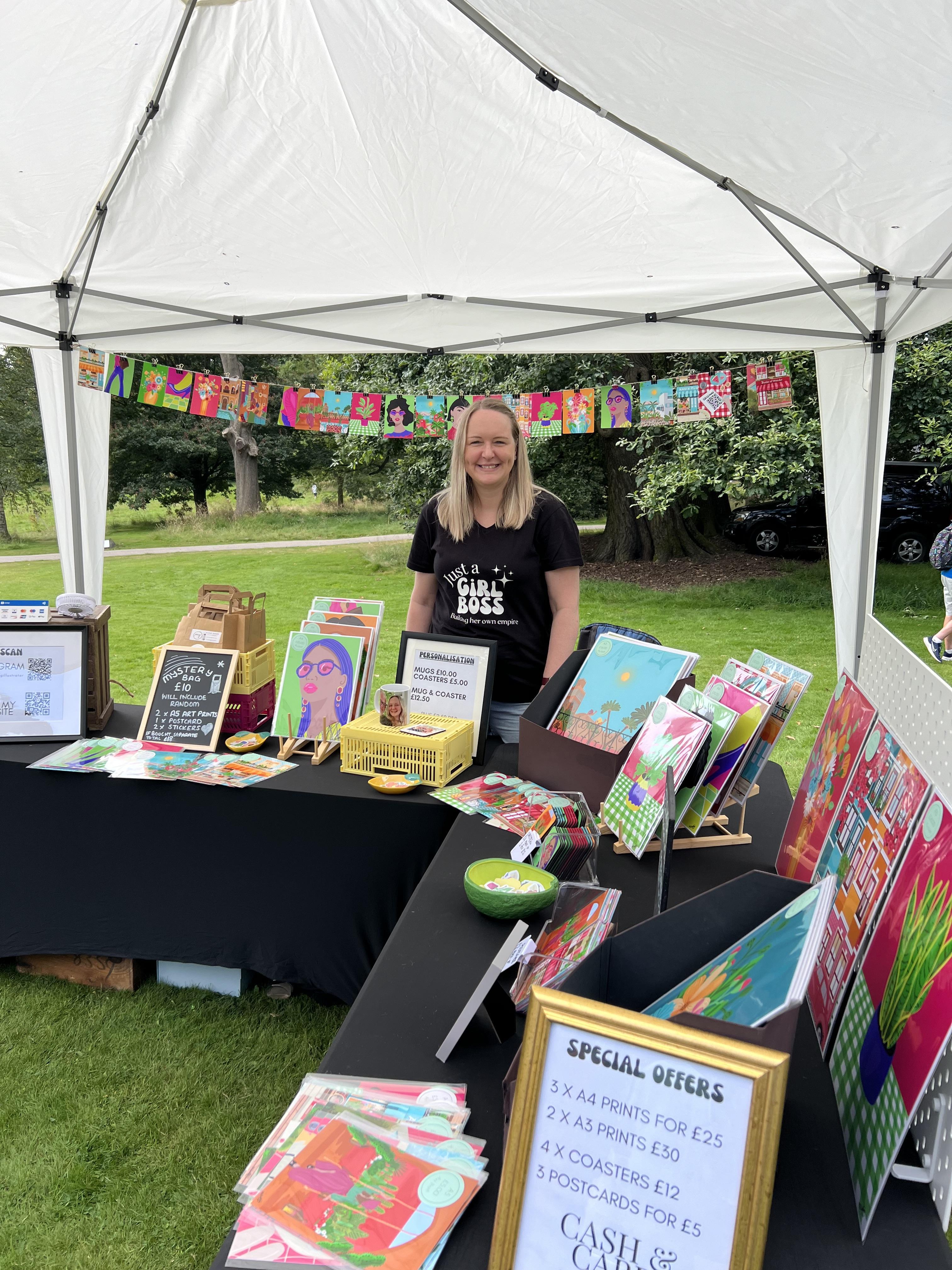 Marie Gregg hosting a market stall.
