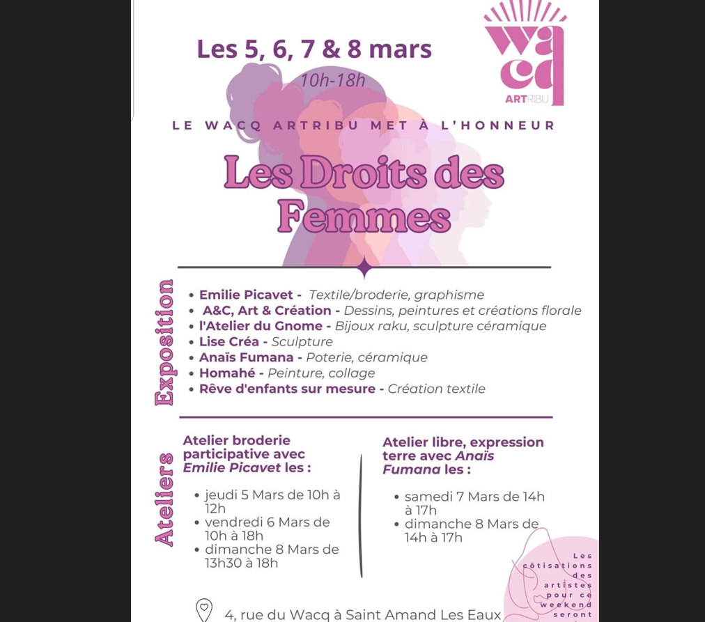 affiche officielle - expositino wacq artribu - journée internationale des droits des femmes