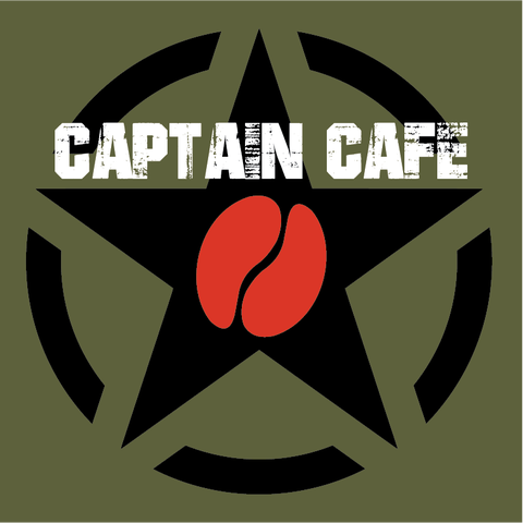 logo captain café en étoile avec en son centre un grain de café.