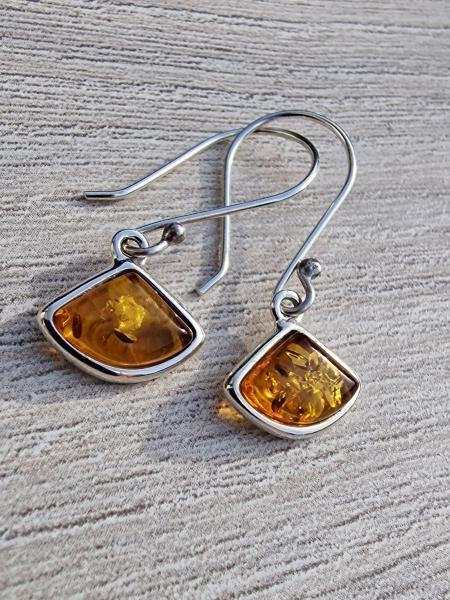 Baltic Amber Silver Deco Earrings