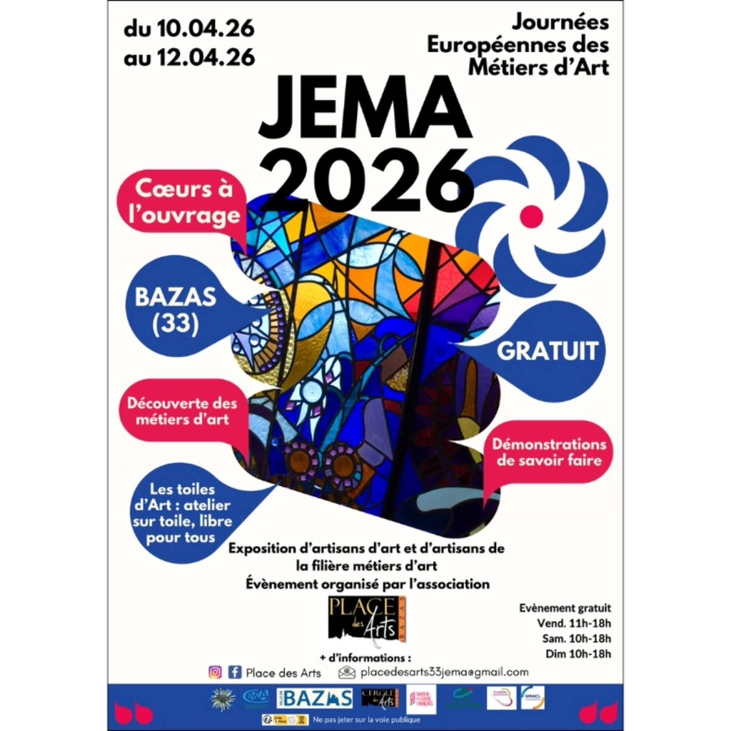 Photo de l'affiche annonçant les JEMA 2026 organisées à Bazas par l'association Place Arts