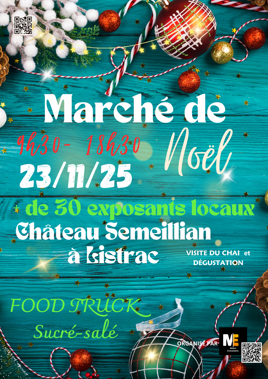 Affiche marché de Noël de Listrac le Dimanche 23 novembre 2025