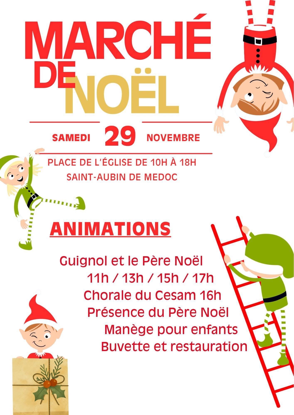 Affiche du marché de Noël de Saint-Aubin de Médoc le samedi 29 novembre 2025