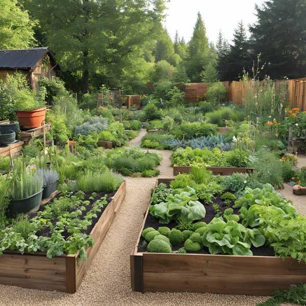 Jardin en bac avec différentes cultures