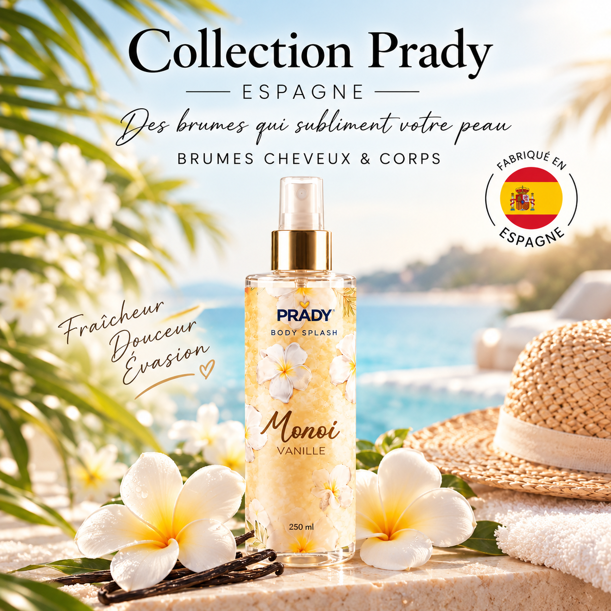 Découvrez notre brume corporelle, une fusion parfaite de légèreté et de parfum. Idéale pour hydrater et rafraîchir votre peau tout au long de la journée.
Offrez à votre peau une sensation de fraîcheur et de légèreté avec notre brume corporelle. Conçue pour hydrater et parfumer délicatement, cette brume est l'accessoire parfait pour votre routine quotidienne. Que ce soit pour un usage quotidien ou pour une touche de fraîcheur après une séance de sport, notre brume corporelle saura vous séduire.
