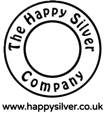 The Happy Silver Company logo - handmade sterling silver jewellery from Hampshire, featuring a joyful, rustic design