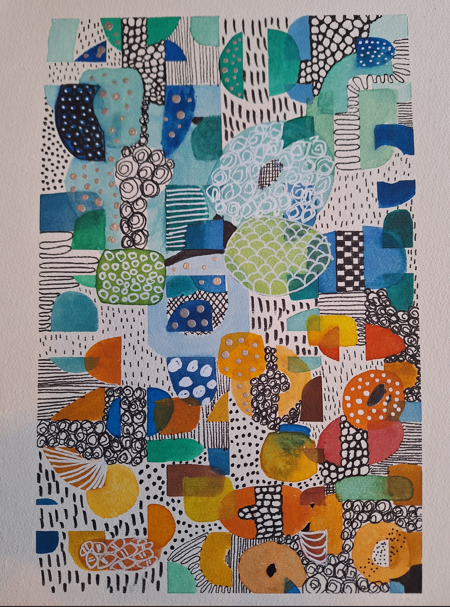 Abstract watercolour mixed media