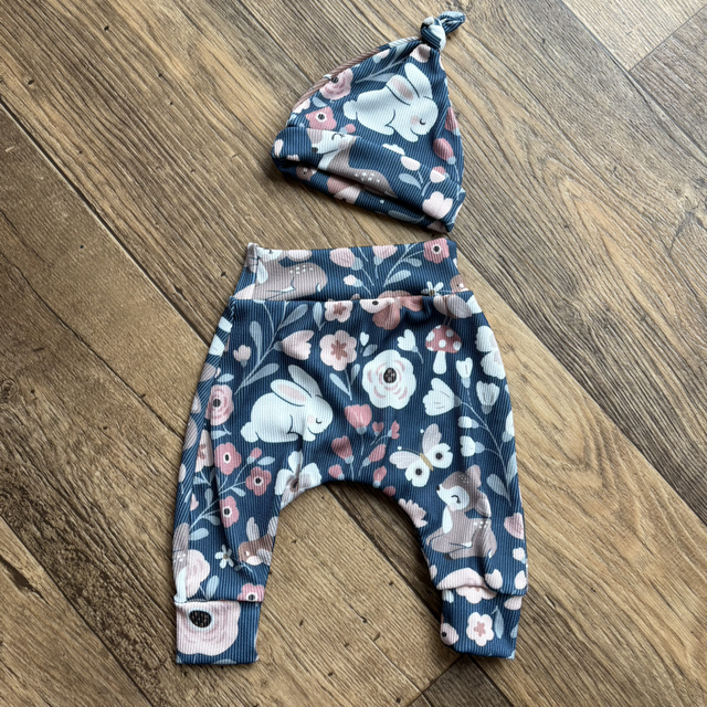 Handmade baby gift sets with unique knitted and sewn baby clothes, hats and accessories