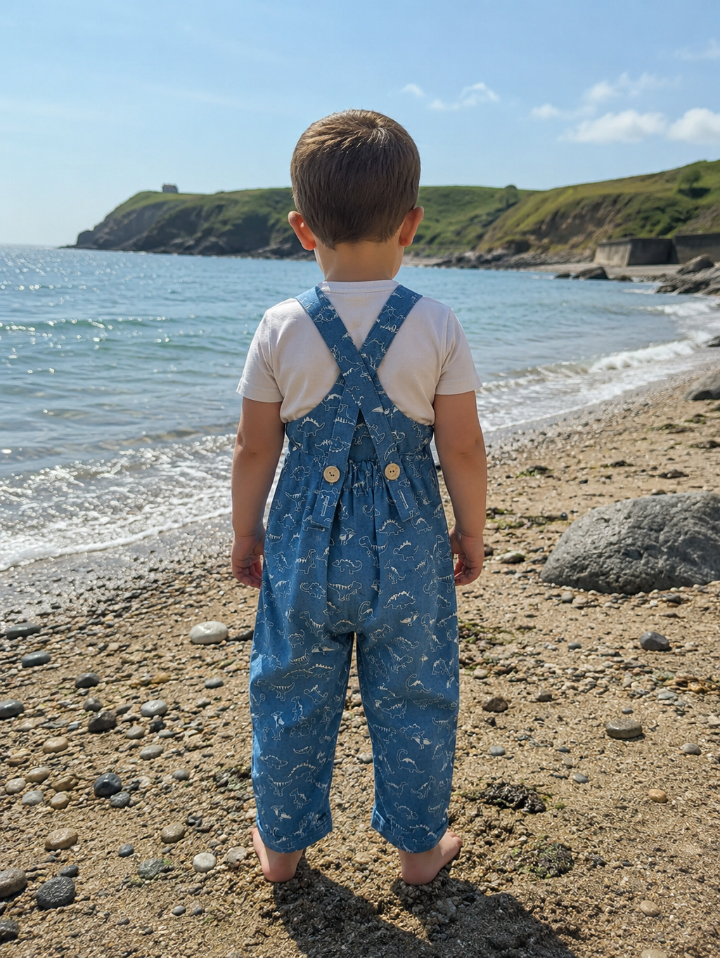 Handmade baby dungarees and rompers sewn by knits and pieces