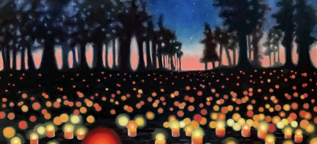 Painting of a glowing candle