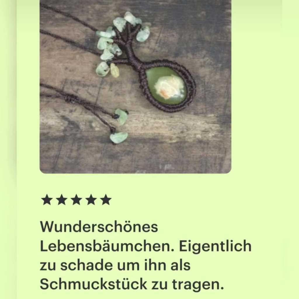 5 Sterne Bewertung: Wunderschönes Lebensbäumchen. Eigentlich viel zu schade um ihn als Schmuck zu tragen.