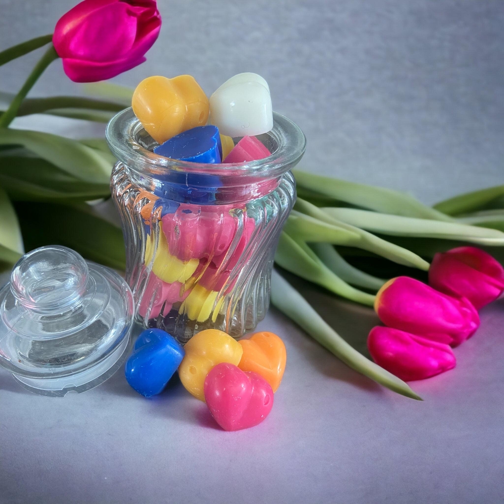 Glass jars of wax melts 