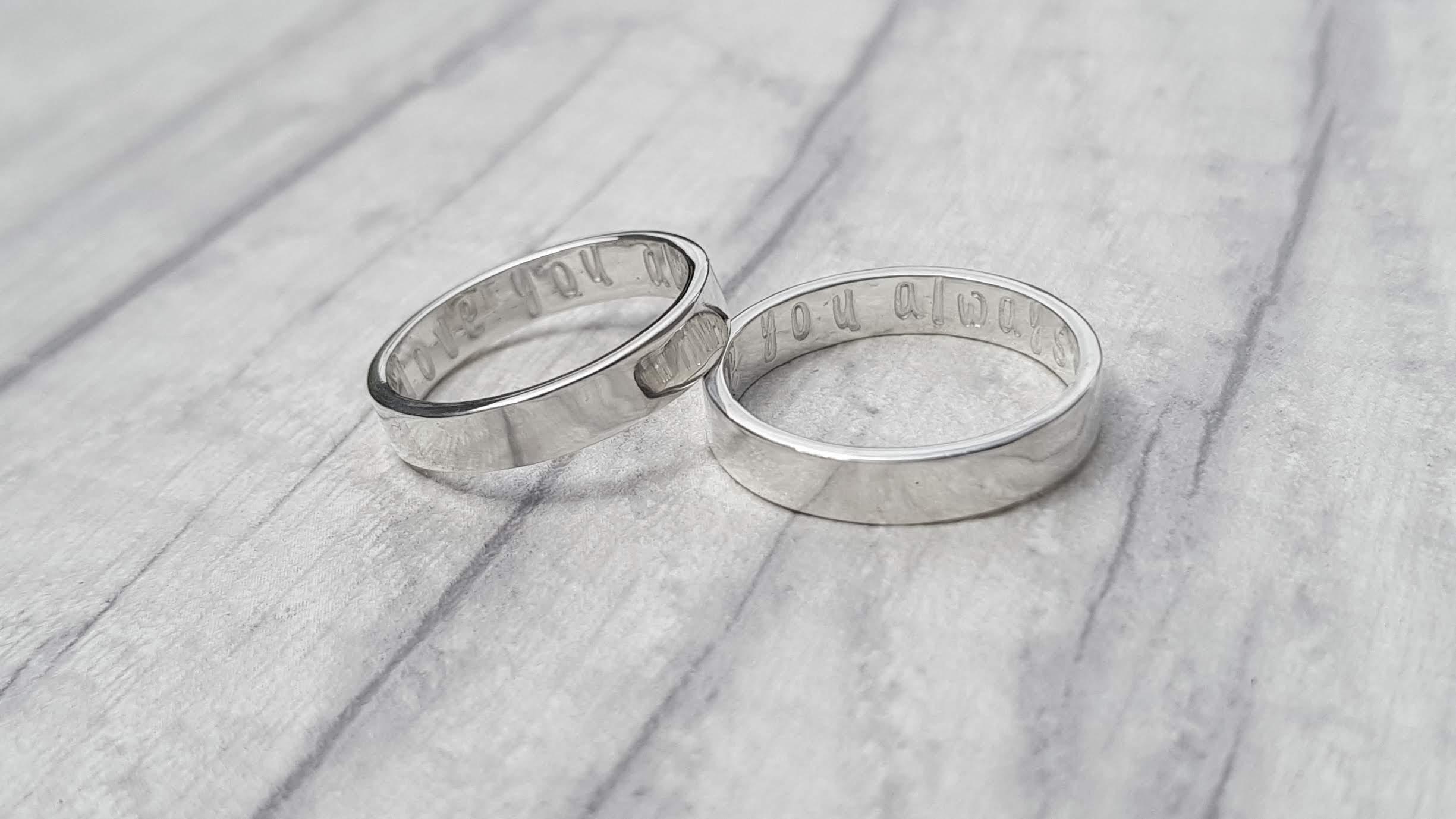 Handmade sterling silver wedding rings