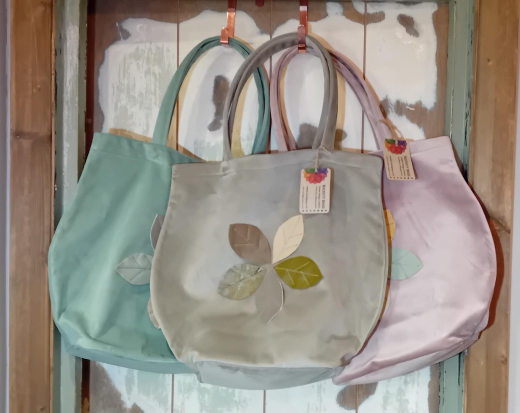 Handmade velvet bucket shopping tote bag