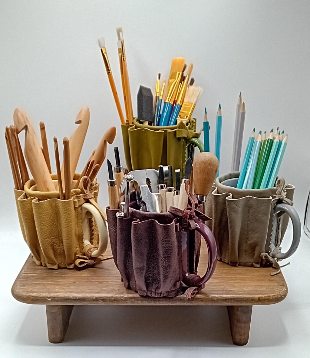 Real Leather Desk Organiser Mug