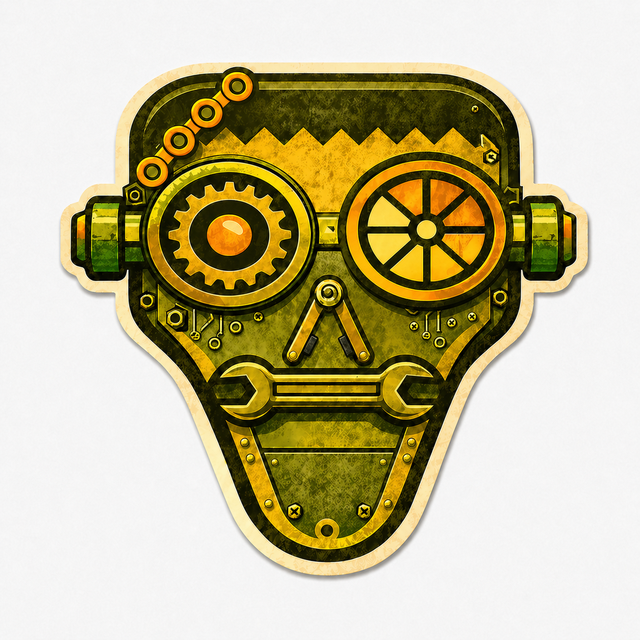 Sticker Frankenbike – crâne mécanique steampunk