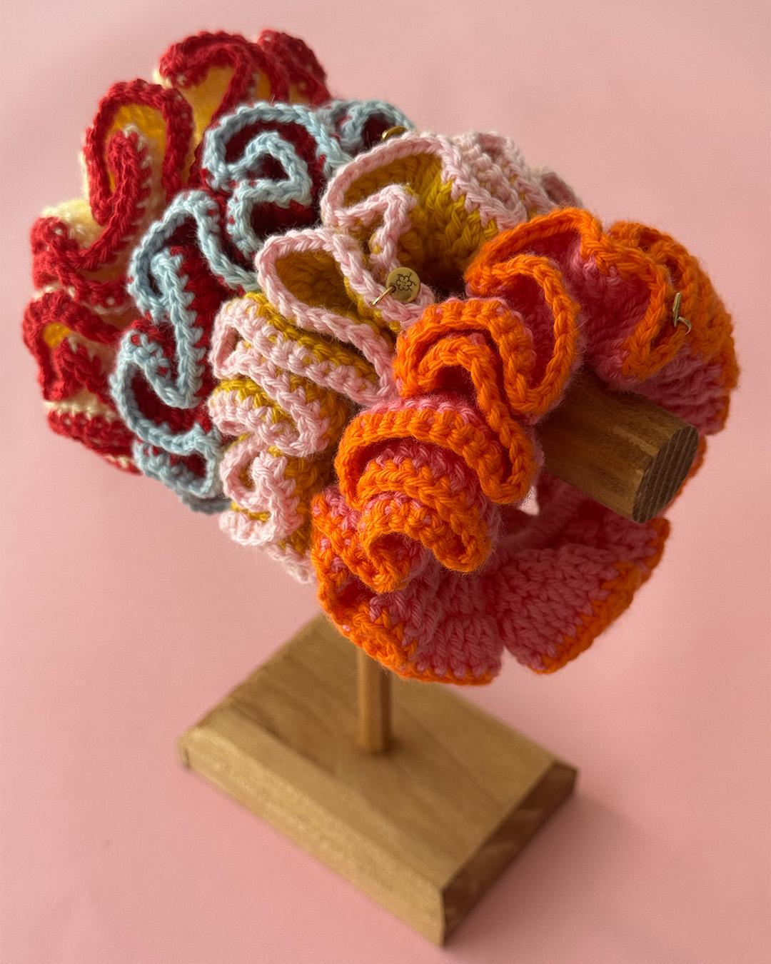 chouchous crochet accessoires cheveux colorées artisanal