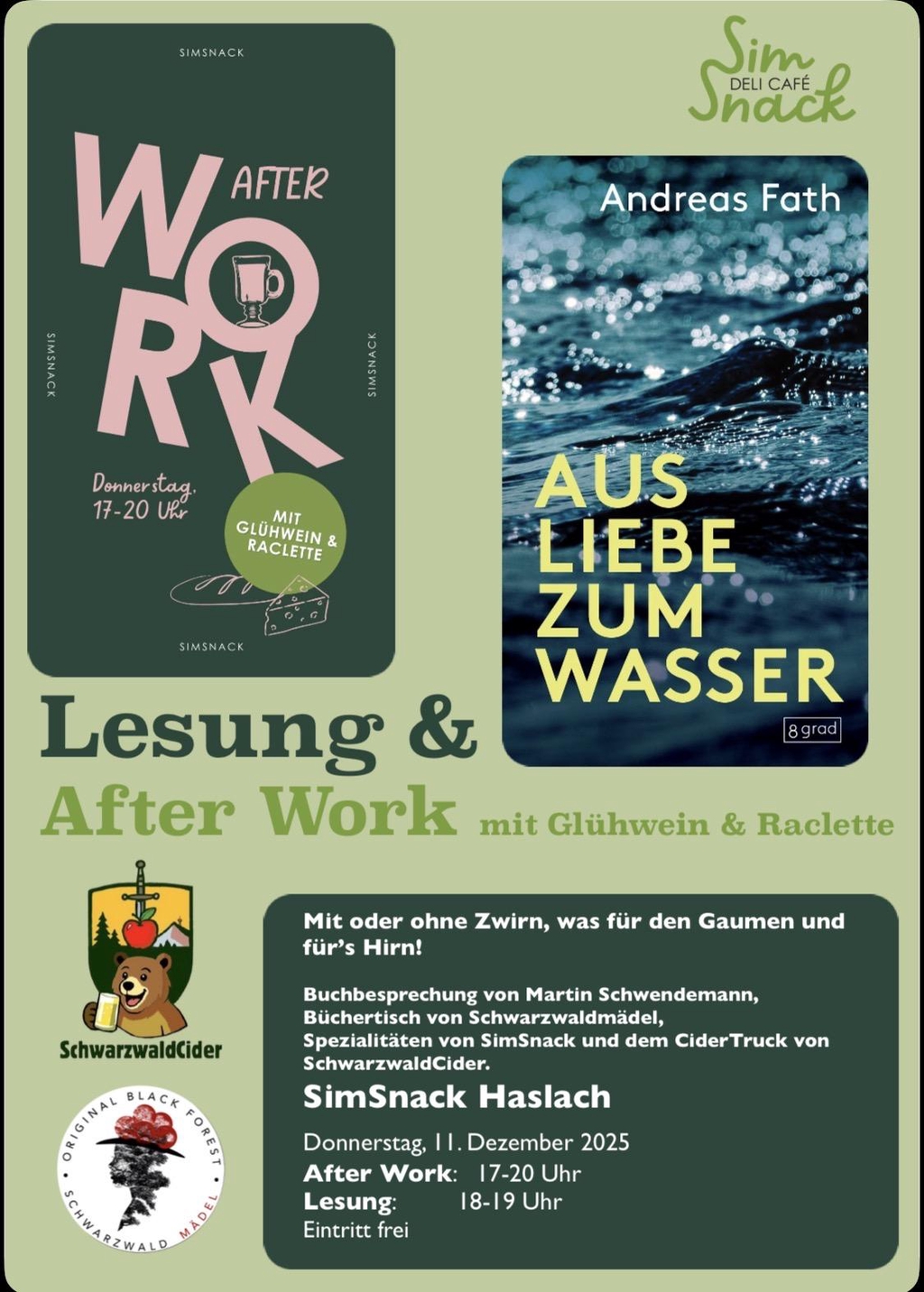 Donnerstag 17-20 Uhr 
mit Sim Snack 
