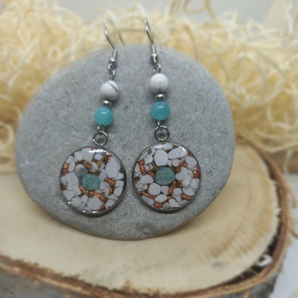 Boucles d'oreilles Amazonite et Howlite