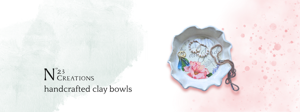 handmade clay bowls, wildflower clay pressings