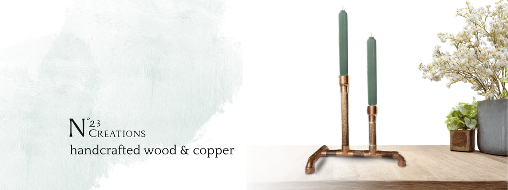 handmade trays, candle holders, towel rail