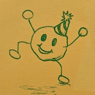 Drawing of a Pea in a Party Hat