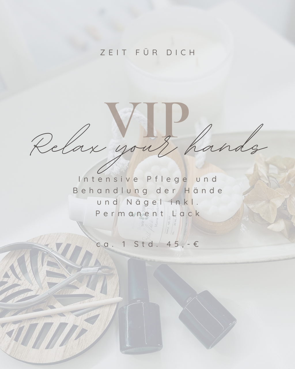 Intensive Pflege und Behandlung mit Schaumpflege, Peeling, Maske & AbschlussSerum der Hände und Nägel inkl. Permanent Lack