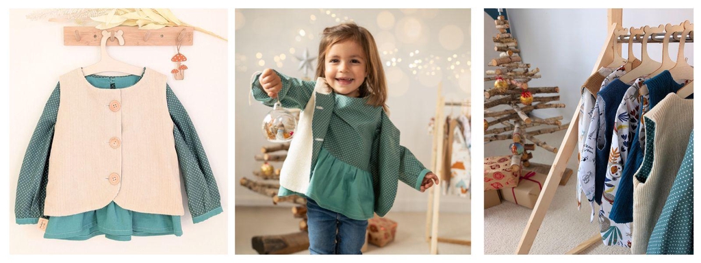 ensemble blouse et gilet pour petite fille cousus main en France, style bohème chic, confortable et élégant