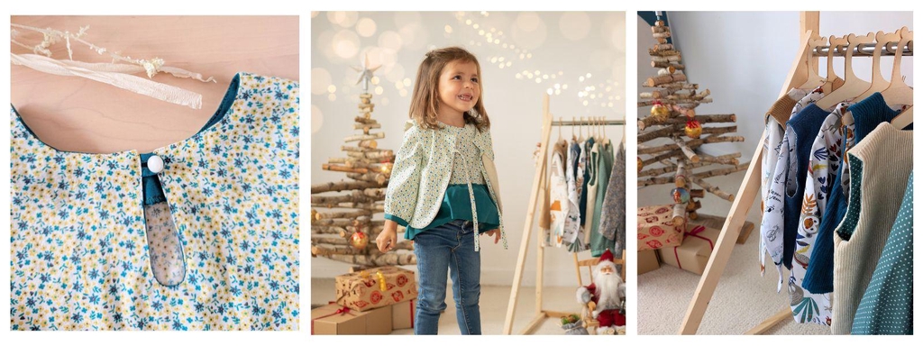 ensemble blouse et gilet pour petite fille cousus main en France, style bohème chic, confortable et élégant