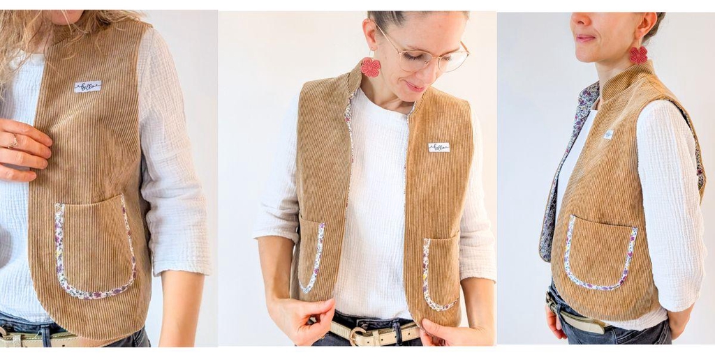 Gilets sans manche pour femme, confectionnés artisanalement. Des pièces uniques aux finitions soignées et au style raffiné.