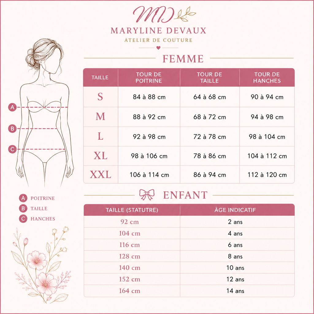 grille des tailles Maryline Devaux