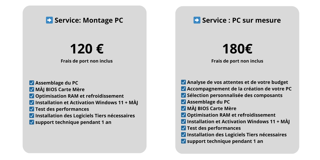 Tarif service PC sur mesure et de montage - NEWOUTOFOLD