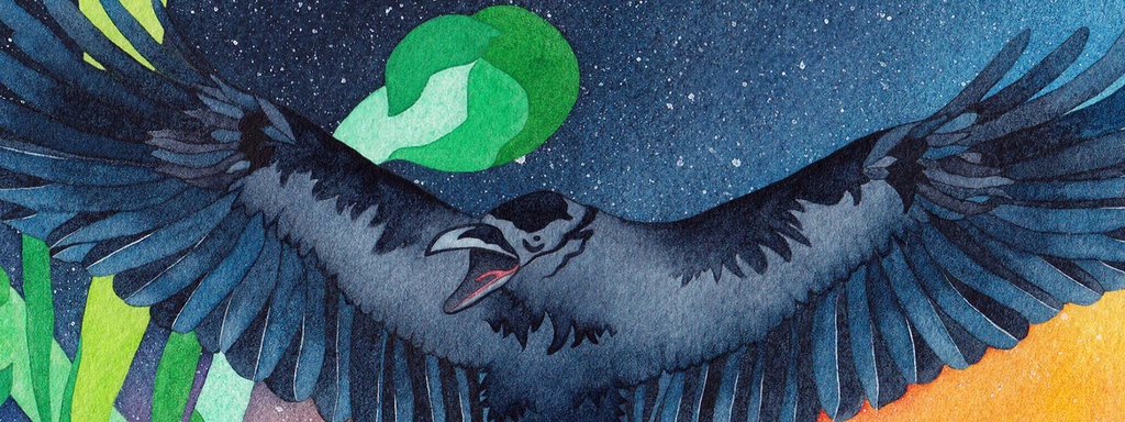 Détail de l'aquarelle La Femme-Corbeau