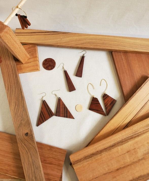 Boucles d'oreilles bois massif