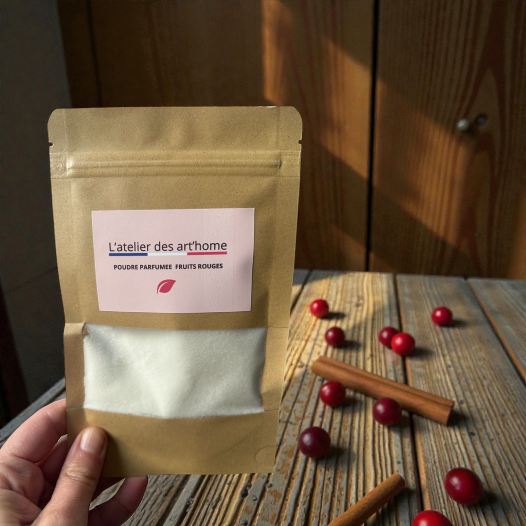 poudre aspirateur parfumée, bicarbonate de soude et parfum de Grasse, naturel, artisanal, local