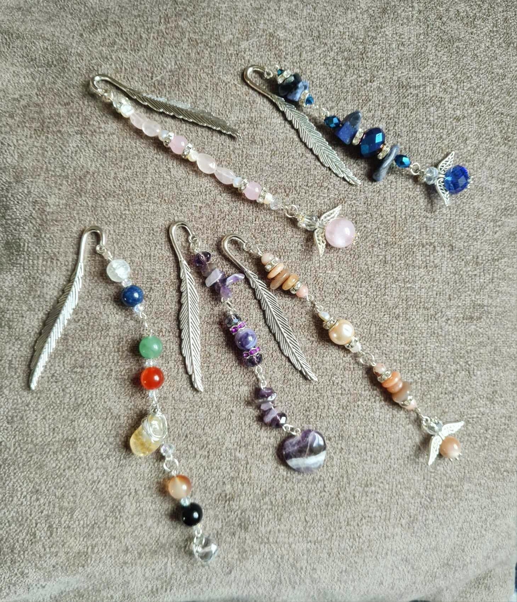 Semiprecious gemstone crystal bead bookmarks angel mermaid mystical 