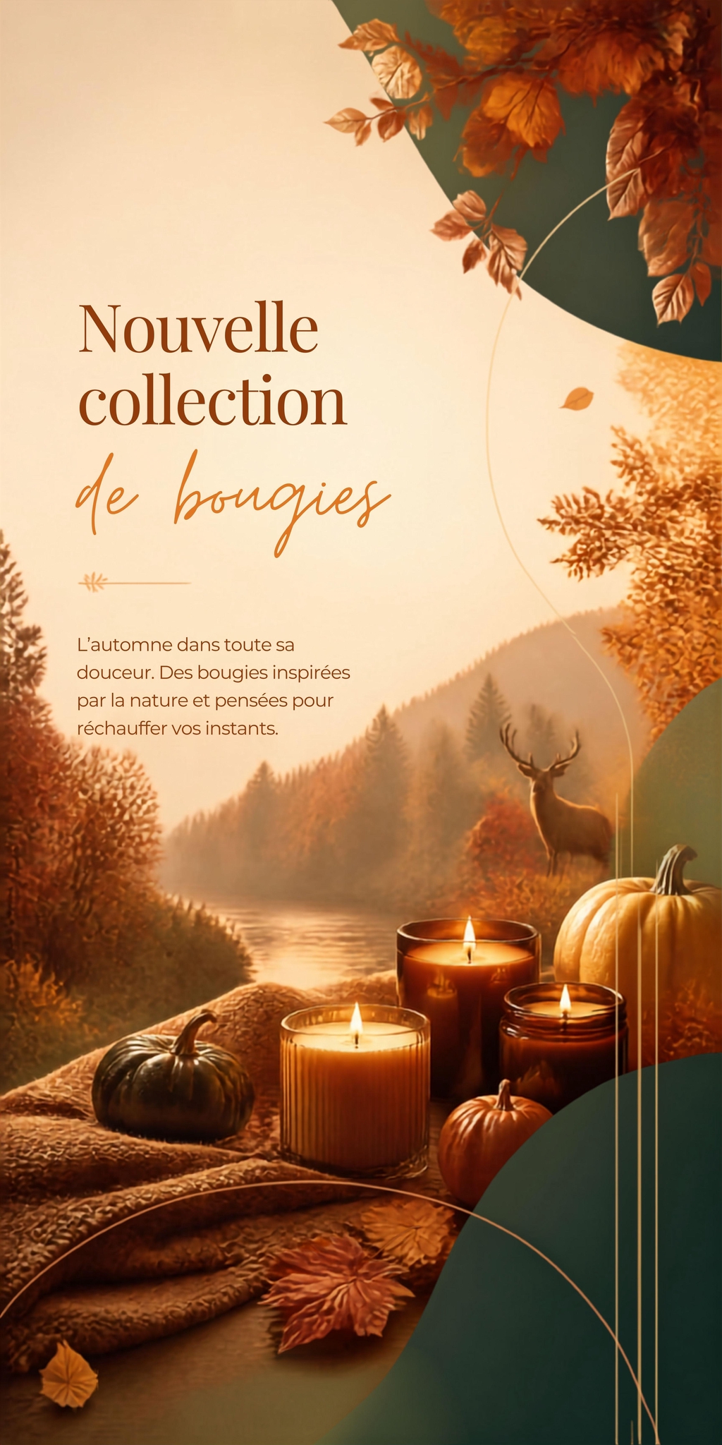Collection automne de bougies , chaleureuses , gourmandes, parfait pour décorer et se sentir enveloppé de douceur 