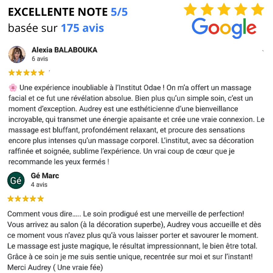 Avis Google sur Odae Facialiste