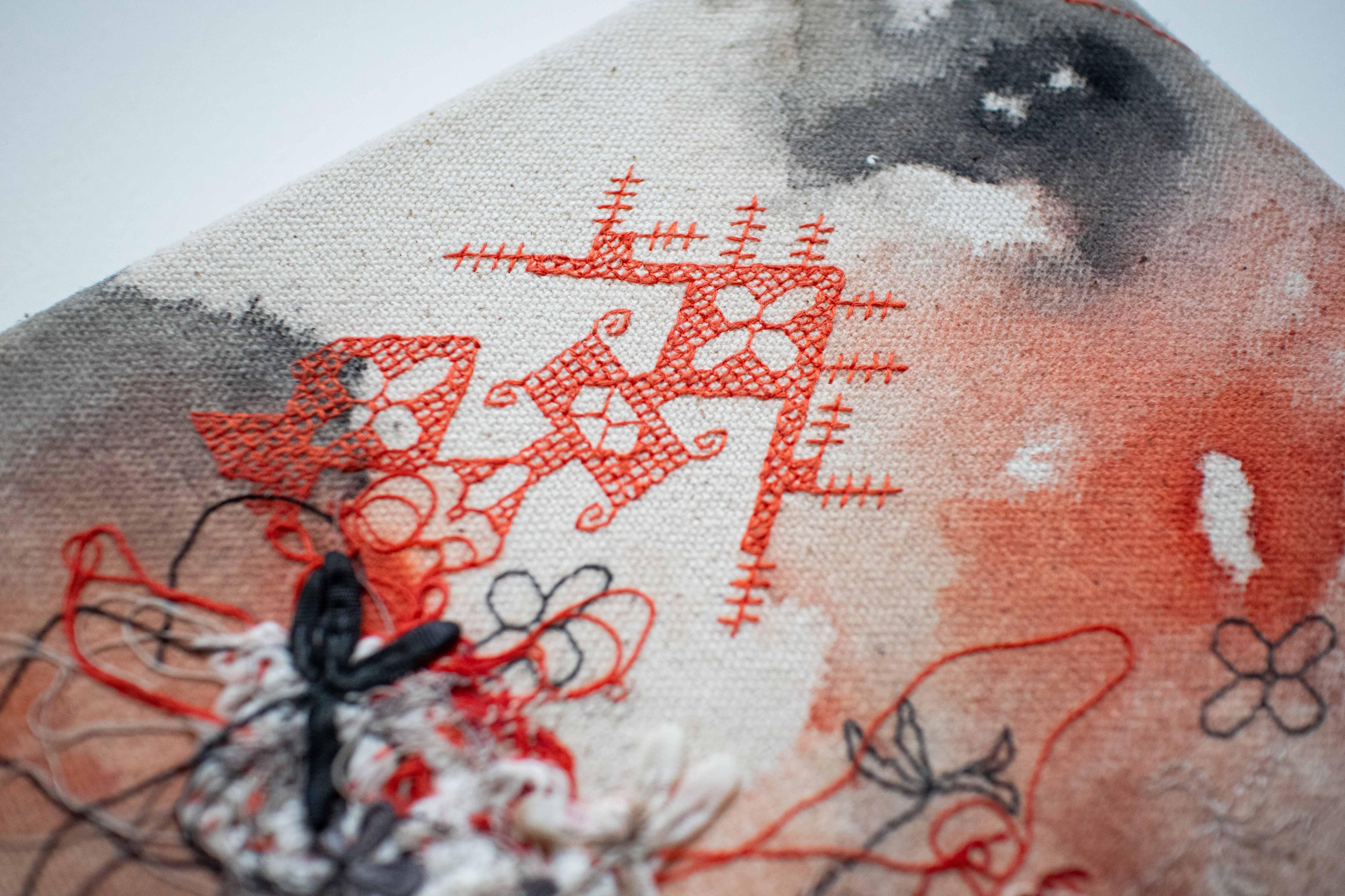 Hope for home hand embroidered artwork detail