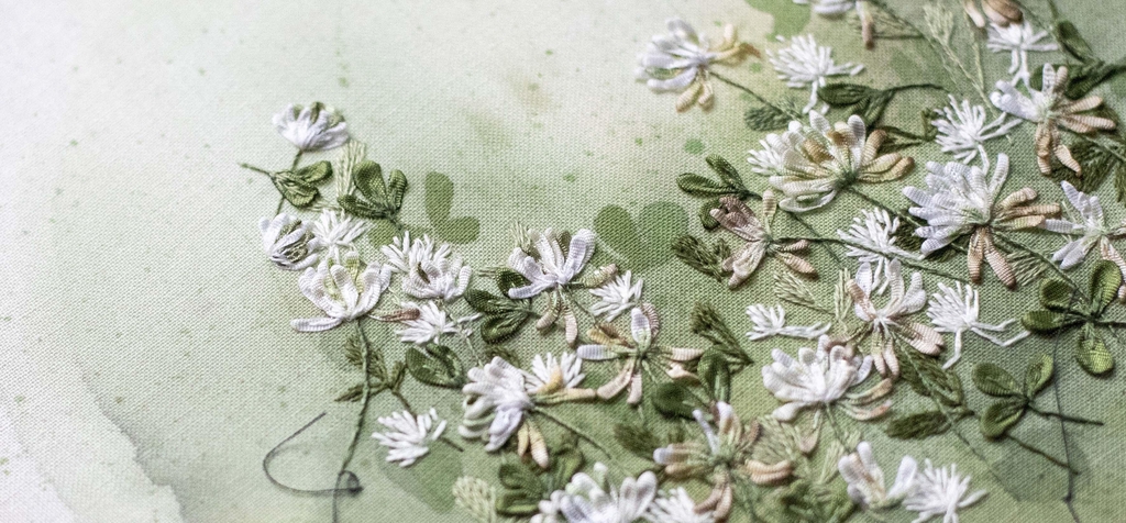 white clover hand embroidery