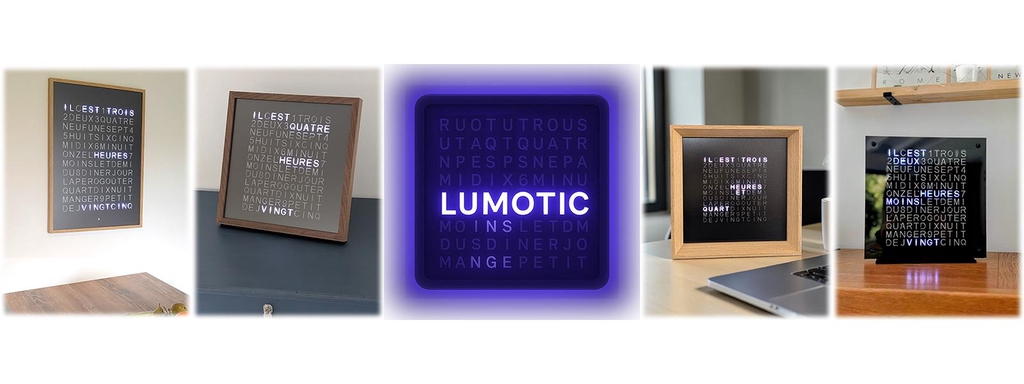 Horloge design connectée LUMOTIC, fabrication française , horloge moderne, horloge connectée, horloge originale, horloge lumineuses, horloge de bureau