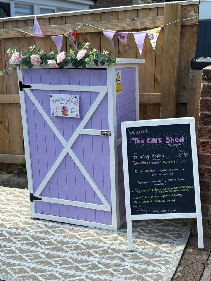 Cake shed honesty box in the heart of the toon.